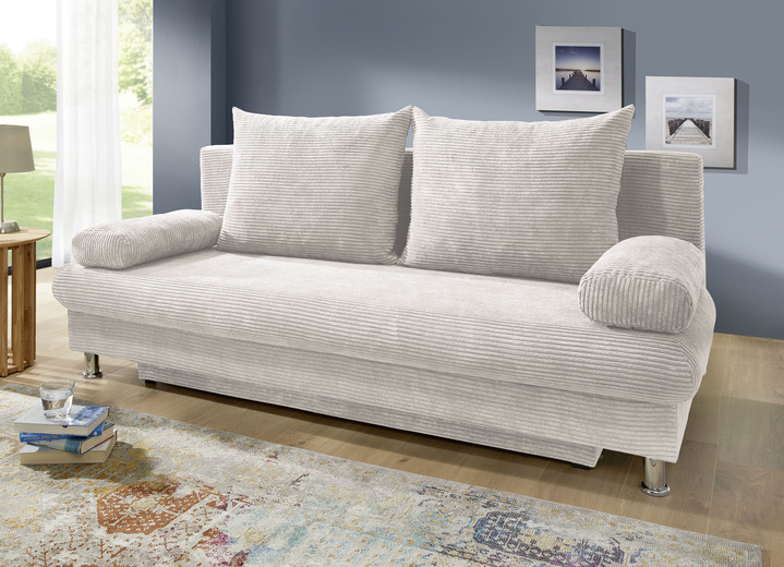 Slaap sofa`s - Vrijstaande slaapbank met kussens, in Farbe CRÈME Ansicht 1