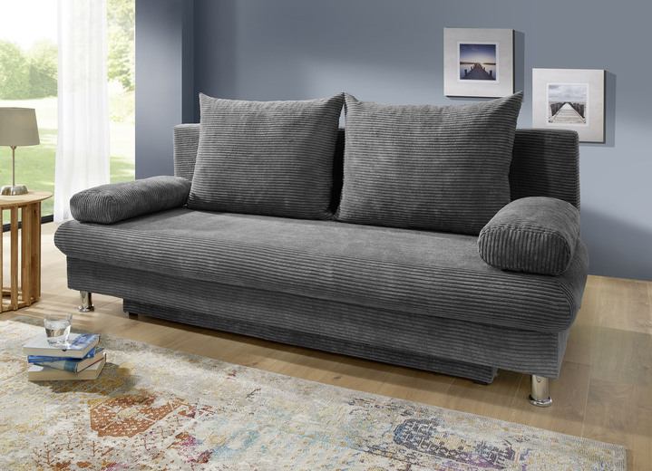 Slaap sofa`s - Vrijstaande slaapbank met kussens, in Farbe GRIJS Ansicht 1