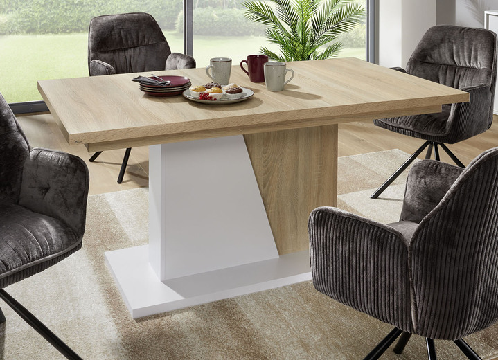 Moderne meubels - Eettafel, in Farbe EIKEN SONOMA WIT Ansicht 1
