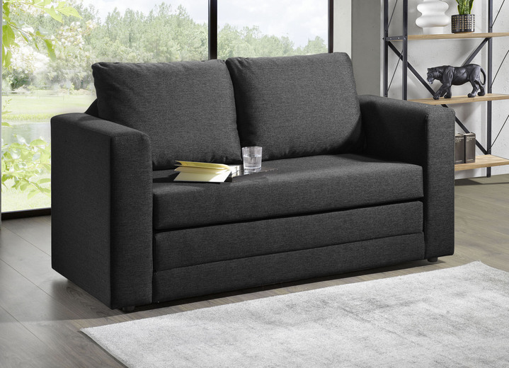 Slaap sofa`s - Slaapbank met 2 grote, zachte rugkussens, in Farbe ANTRACIET Ansicht 1
