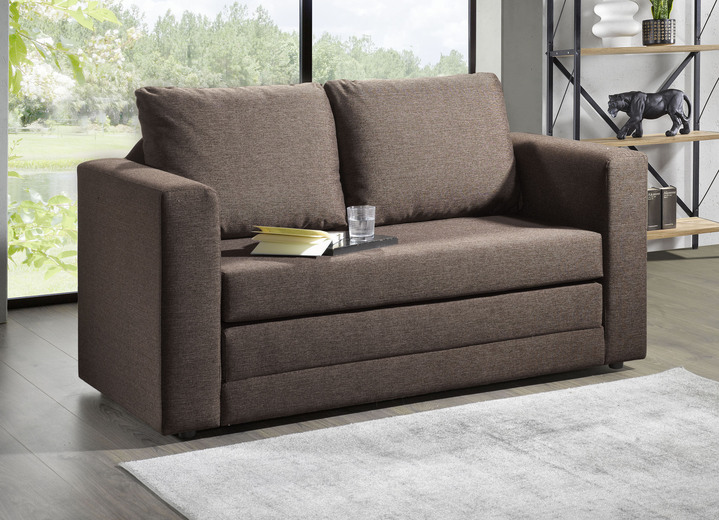 Slaap sofa`s - Slaapbank met 2 grote, zachte rugkussens, in Farbe BRAUN Ansicht 1