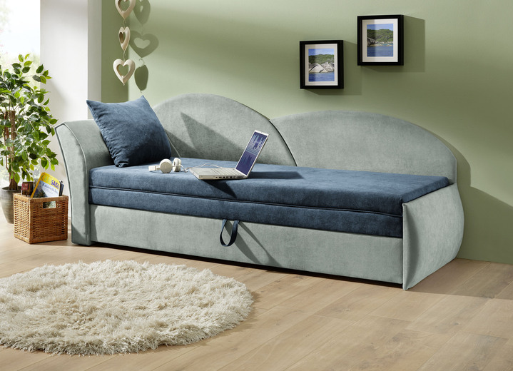 Schlafsofas - Schlafsofa, in Farbe GRÜN-MINT, in Ausführung Armlehne links Ansicht 1