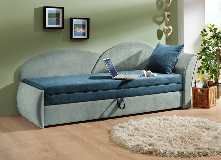 Slaap sofa`s - Slaapbank, in Farbe GROEN-MUNT, in Ausführung Armleuning rechts Ansicht 1