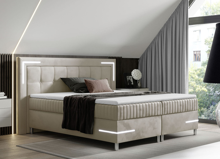 Boxspring - Boxspringbed 120x200 cm, in Farbe CRÈME Ansicht 1