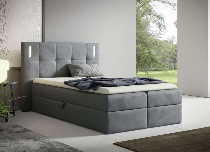 Boxspringbetten - Boxspringbett, 120x200 cm, in Farbe GRAU Ansicht 1