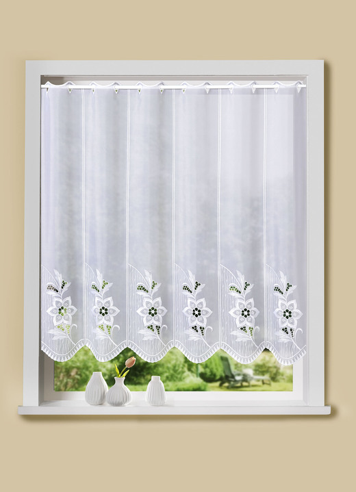 Kurzgardinen - Kleinfenster-Store, in Größe 856 (60x 95 cm) bis 884 (90x160 cm), in Farbe WEISS