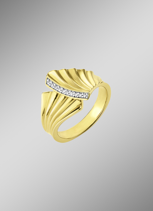 Ringen - Vergulde damesring met diamanten, in Größe 160 bis 220, in Farbe  Ansicht 1