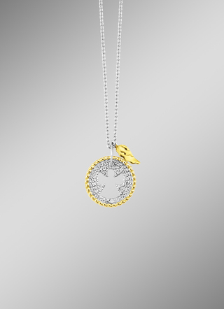 Hanger engel in bicolor met diamant en ankerketting