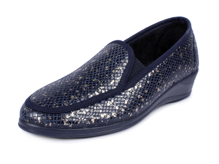 Gezondheidsschoenen - Mocassins in elegante krokodillenlook, in Größe 036 bis 042, in Farbe MARINE Ansicht 1