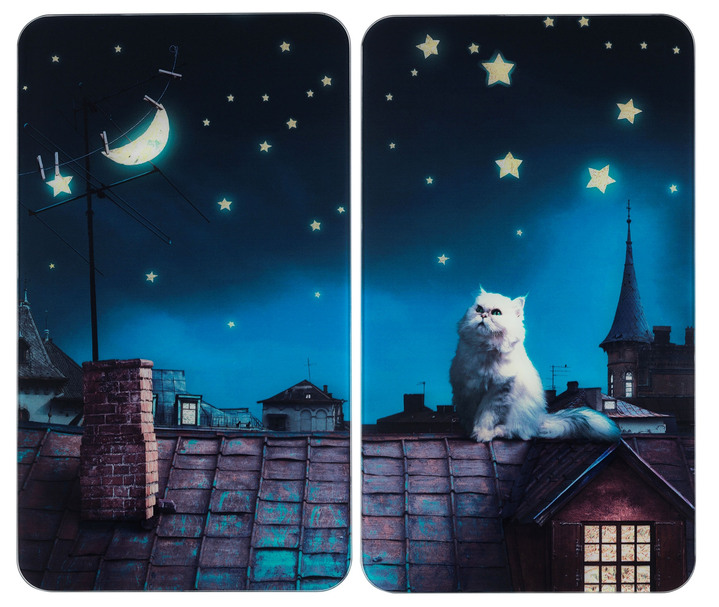 Huishoudhulpjes - Kookplaatafdekplaten met Moon Cat-motief, set van 2, in Farbe MOON CAT