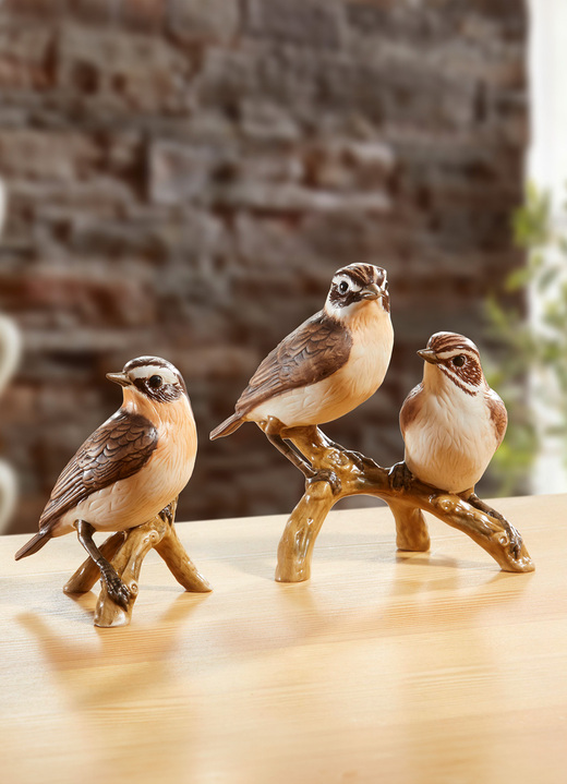 Figuren - Braunkehlchen - Vogel des Jahres 2023, in Farbe BUNT, in Ausführung Braunkehlchen auf Ast