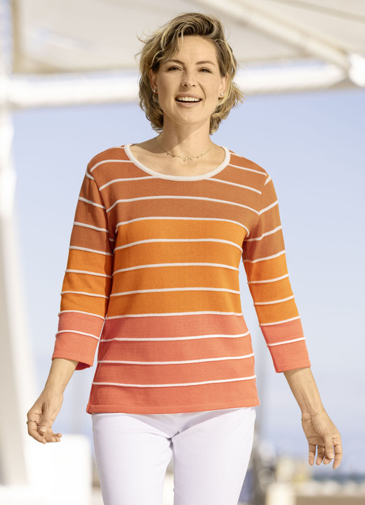 3/4-mouw - Verloop trui, in Größe 036 bis 052, in Farbe TERRA-ORANJE-MULTICOLOR Ansicht 1
