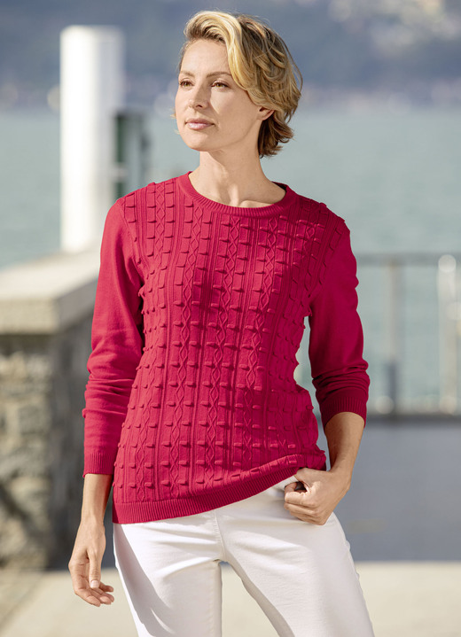 Basics - Pullover met een rekbaar structuurpatroon, in Größe 036 bis 052, in Farbe ROOD Ansicht 1