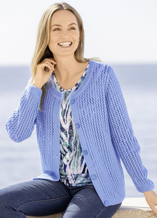 Basics - Vest van mesh-breisel Basics - Vest van mesh-breisel, in Größe 036 bis 052, in Farbe HELLBLAU