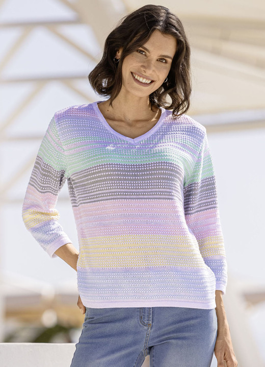 3/4-mouw - Trui met glitteraccenten, in Größe 036 bis 052, in Farbe WIT-MULTICOLOR Ansicht 1