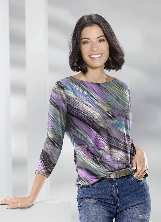 Klaus Modelle - Pullover in Feinstrick, in Größe 038 bis 054, in Farbe LILA-SCHWARZ-MULTICOLOR