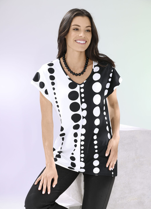 Korte mouw - Overhemd met deelnaad, in Größe 036 bis 052, in Farbe ECRU-ZWART