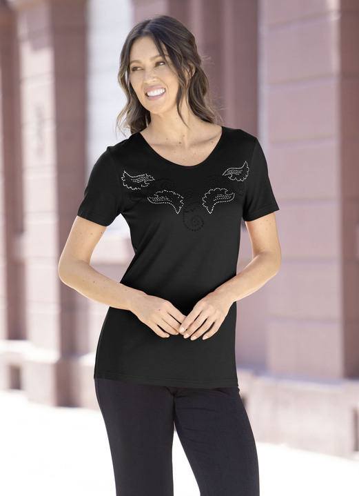 SALE % - Shirt met decoratieve plaatdecoratie in 2 kleuren, in Größe 038 bis 054, in Farbe ZWART Ansicht 1