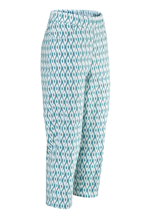 Broeken met elastische band - Capribroek in een comfortabele pull-on-stijl Broeken met elastische band - Capribroek in een comfortabele pull-on-stijl, in Größe 036 bis 052, in Farbe TÜRKIS-ECRU