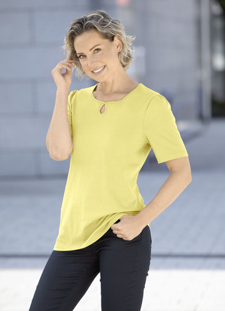 Shirt met decoratieve halslijn in 3 kleuren