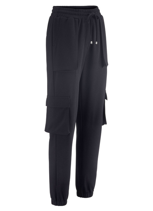Hosen - Cargohose im Joggpant-Style, in Größe 018 bis 052, in Farbe SCHWARZ Ansicht 1