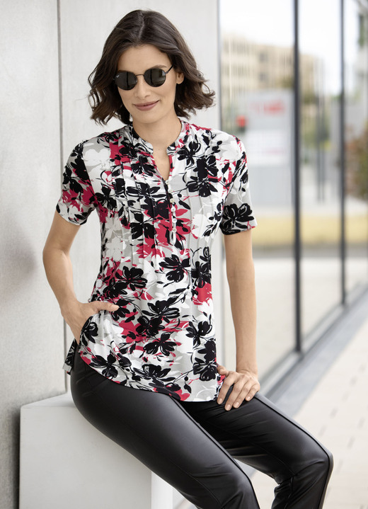 Tunieken - Shirttuniek met elastaan Tunieken - Shirttuniek met elastaan, in Größe 036 bis 054, in Farbe GREY-ZWART-BONT