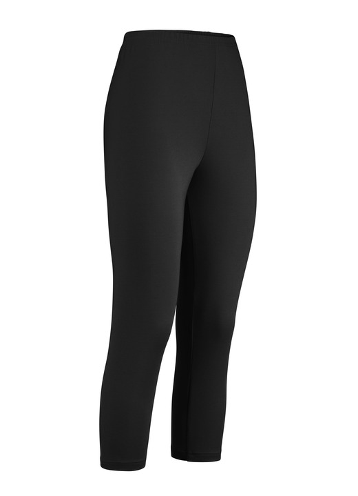 Broeken met elastische band - Capri-legging Broeken met elastische band - Capri-legging, in Größe (36/38) bis (52/54), in Farbe ZWART