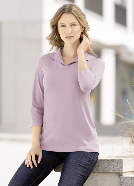 Korte mouw - Combinatievriendelijk poloshirt Korte mouw - Combinatievriendelijk poloshirt, in Größe (36/38) bis (52/54), in Farbe ROZENHOUT