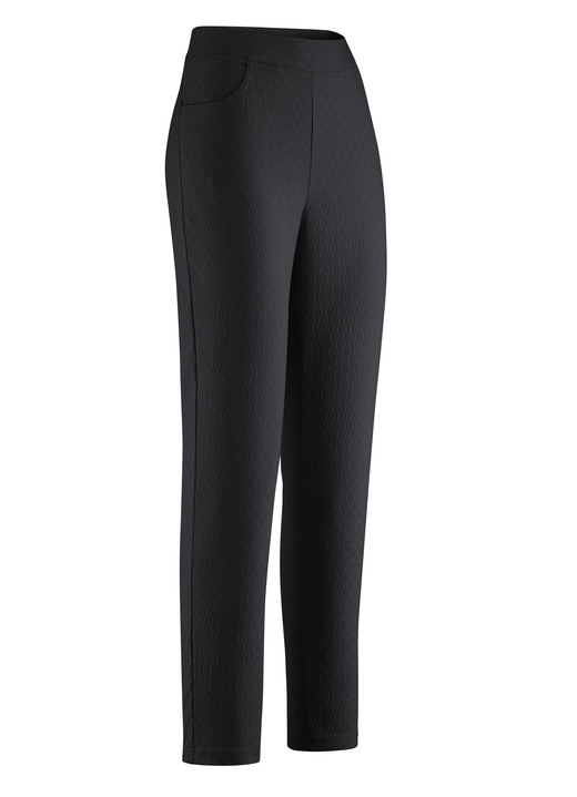Broeken met elastische band - Enkellange broek in comfortabel pull-on-model Broeken met elastische band - Enkellange broek in comfortabel pull-on-model, in Größe 018 bis 052, in Farbe ZWART-WIT