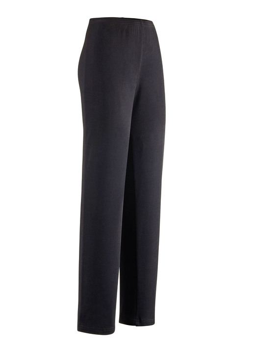 Broeken met elastische band - Broek met een elegante glans Broeken met elastische band - Broek met een elegante glans, in Größe 020 bis 060, in Farbe ZWART