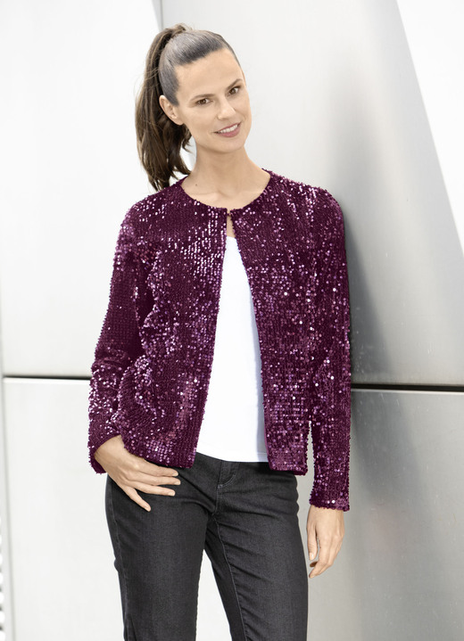 Gelegenheidsblouses - Blousejasje met pailletten Gelegenheidsblouses - Blousejasje met pailletten, in Größe 036 bis 052, in Farbe BESSEN