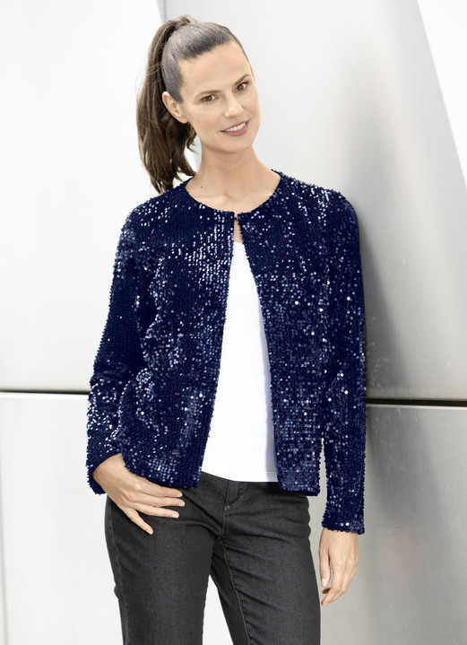Gelegenheidsblouses - Blousejasje met pailletten Gelegenheidsblouses - Blousejasje met pailletten, in Größe 036 bis 052, in Farbe MARINE
