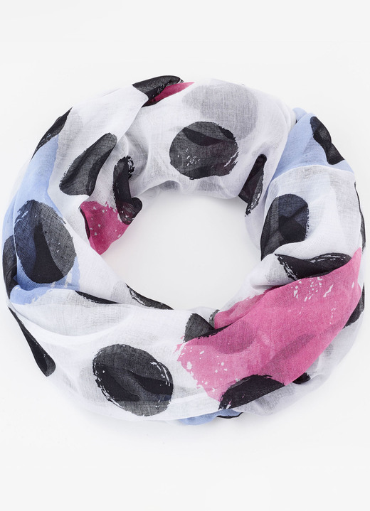 - Lussensjaal met stippenmotief, in Farbe WIT-ZWART-ROSÉ-BLAUW Ansicht 1