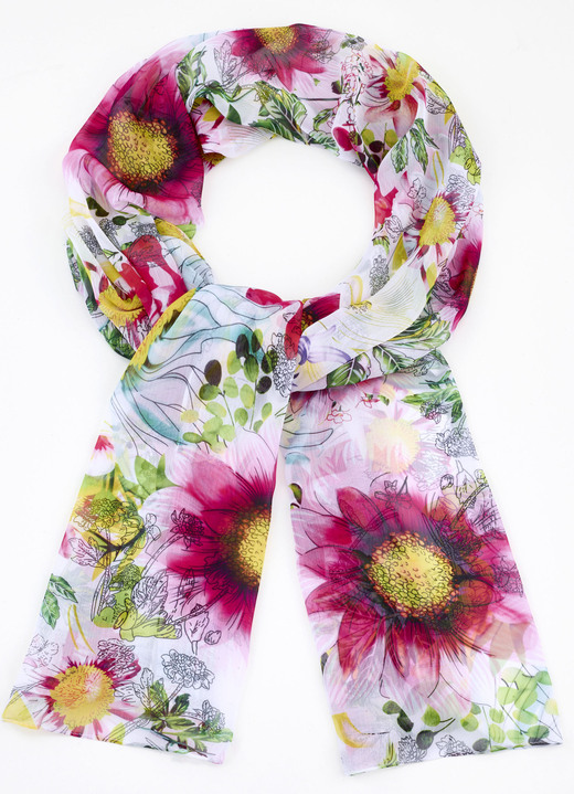 - Sjaal met bloemenmotieven, in Farbe WEISS-ROT-GELB-GRÜN Ansicht 1