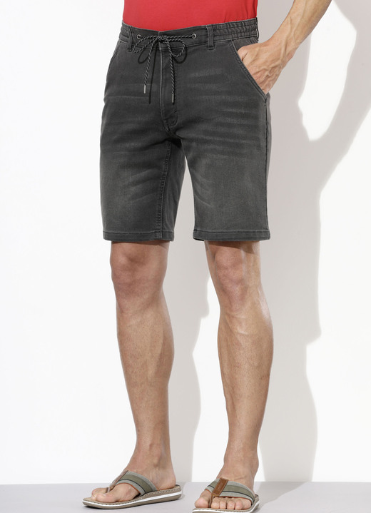 Shorts & bermuda's - Casual denim bermudashort in 3 kleuren, in Größe 048 bis 064, in Farbe ANTRACIET Ansicht 1