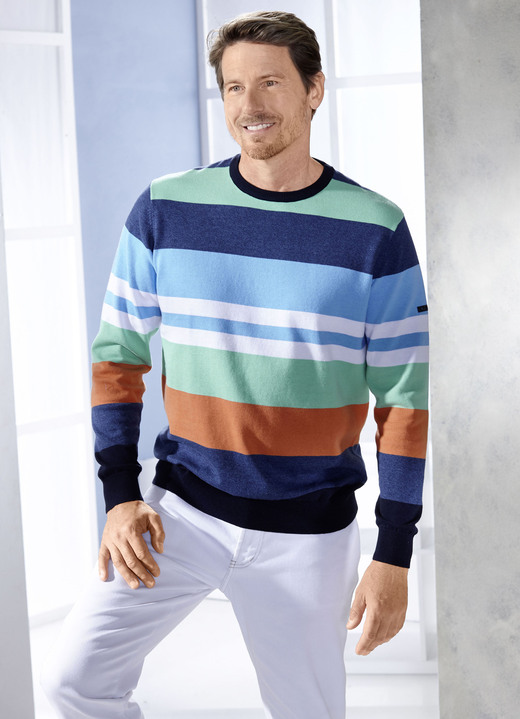 - Modieuze trui met ronde hals, in Größe (M 48/50) bis XXL (60/62), in Farbe JEANS BLAUW-BLAUW-MUNT Ansicht 1