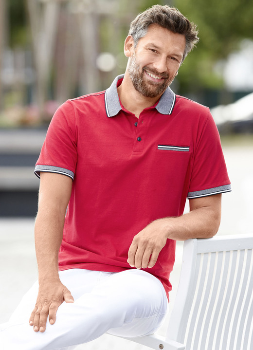 Shirts - Poloshirt in 3 kleuren, in Größe 046 bis 062, in Farbe ROOD Ansicht 1