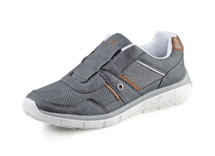 - Slippers van synthetisch materiaal met inzetstukken van textiel, in Größe 040 bis 046, in Farbe ANTRAZIET-COGNAC Ansicht 1