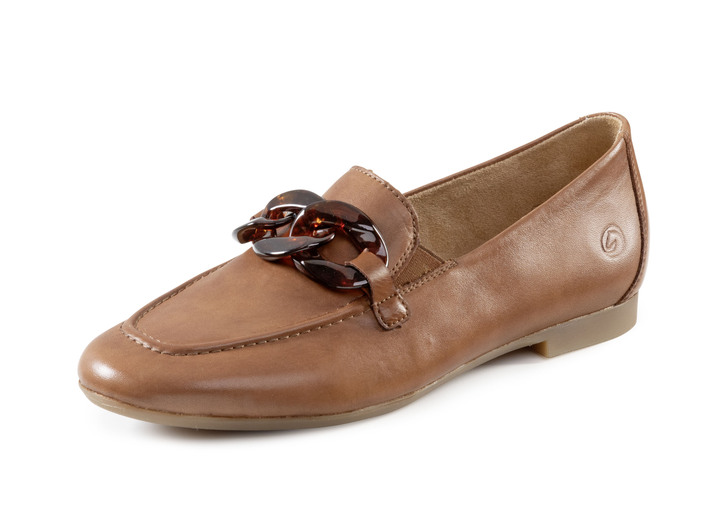 Instappers & veterschoenen - Remonte loafers met trendy sierketting, in Größe 036 bis 042, in Farbe COGNAC Ansicht 1