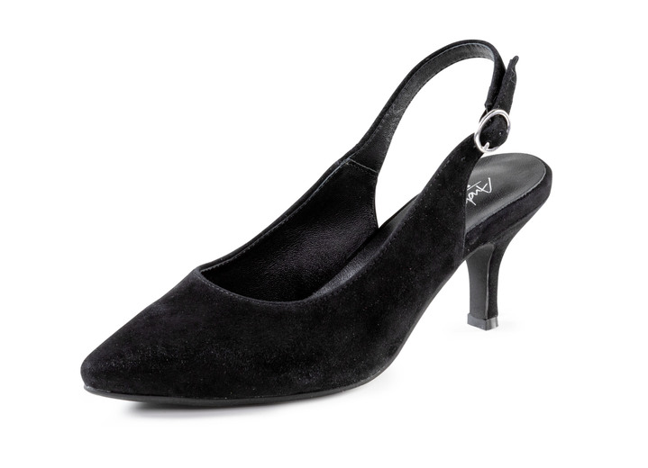 Pumps en ballerina‘s - Andrea Conti slingpumps gemaakt van zacht fluweel chevreauleer, in Größe 036 bis 042, in Farbe ZWART Ansicht 1