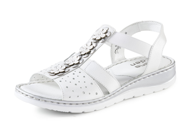 Sandalen & slippers - ELENA EDEN, zomerse damessandalen, breedte G, gemaakt van leer, in Größe 036 bis 042, in Farbe WIT-ZILVER Ansicht 1