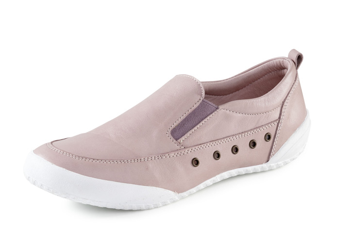 Instappers & veterschoenen - ELENA EDEN pantoffels van nappaleer met decoratieve oogjes, in Größe 036 bis 042, in Farbe ROSÉ Ansicht 1
