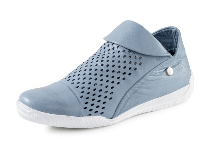 Laarzen & laarsjes - Andrea Conti laarsje van luchtig geperforeerd nappaleer, in Größe 036 bis 042, in Farbe JEANS Ansicht 1