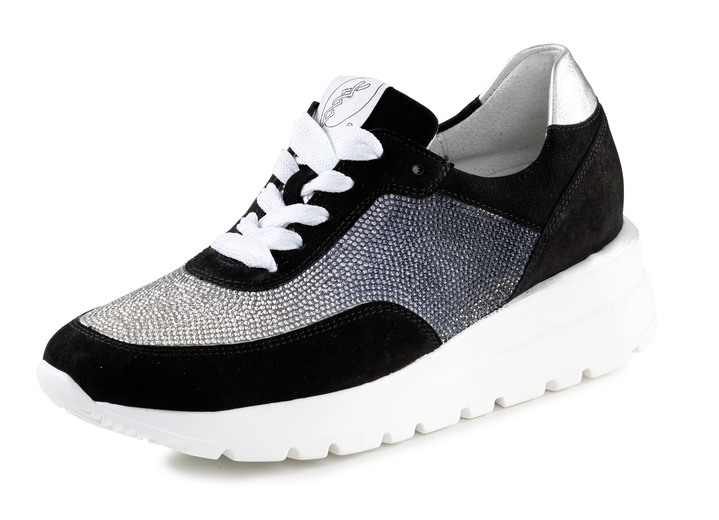 Instappers & veterschoenen - Ranger sneakers met kleurverloop, sprankelende strass steentjes, in Größe 3 1/2 bis 8, in Farbe SCHWARZ-SILBER Ansicht 1