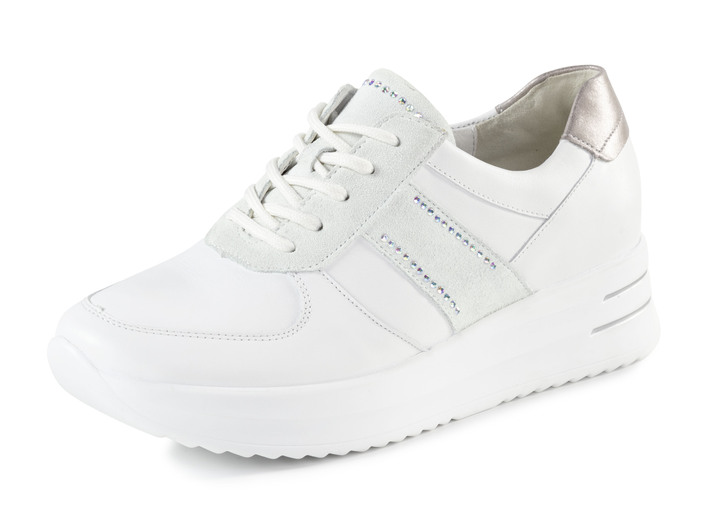 Instappers & veterschoenen - Ranger sneakers met strass steentjes, in Größe 3 1/2 bis 8, in Farbe WEISS-EISGRAU Ansicht 1