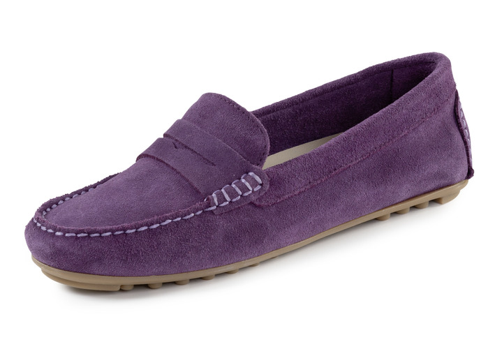 Instappers & veterschoenen - ELENA EDEN mocassinpantoffels gemaakt van soepel rundsuèdeleer, in Größe 036 bis 042, in Farbe LILA Ansicht 1