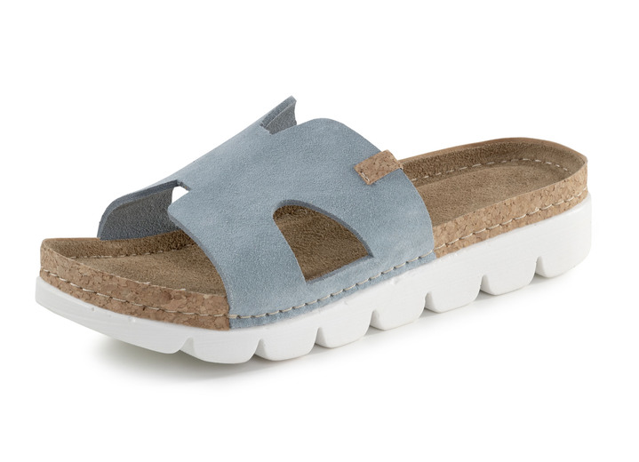 Sandalettes & slippers - ELENA EDEN muiltjes gemaakt van suède leer, in Größe 036 bis 042, in Farbe BLEU Ansicht 1