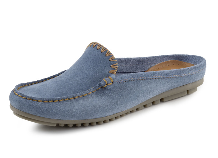 Schoenen - ELENA EDEN suède mocassin sabot, in Größe 036 bis 042, in Farbe JEANS Ansicht 1