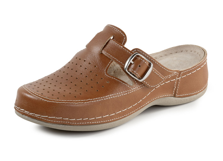 Sandalen & slippers - ELENA EDEN, zomerse damesklompen, wijdte G, met verstelbare gesp, in Größe 036 bis 042, in Farbe CAMEL Ansicht 1