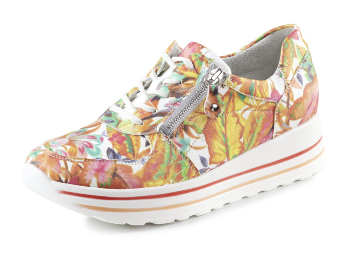 Instappers & veterschoenen - Waldläufer sneakers van gecoat textiel met bloemenprint, in Größe 3 1/2 bis 8, in Farbe WEISS-BUNT Ansicht 1